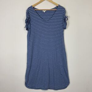J. Jill  Women Medium Shirt‎ Dress Blue Stripe Soft Knit Coastal Beach Travel